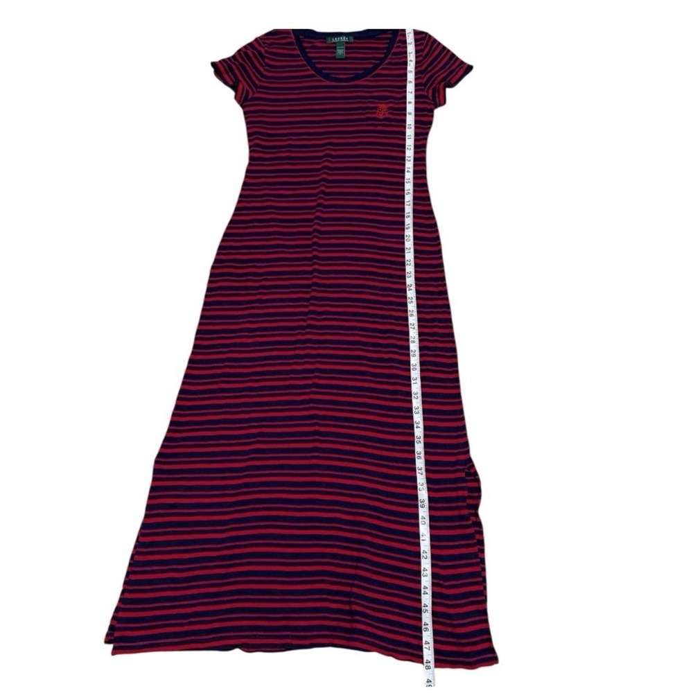 Lauren Ralph Lauren Women's Striped Maxi Dress Size Small Navy Red 100% Cotton - Picture 11 of 12
